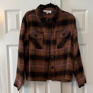 BB Dakota Steve Madden Brown and Pink Plaid Jacket